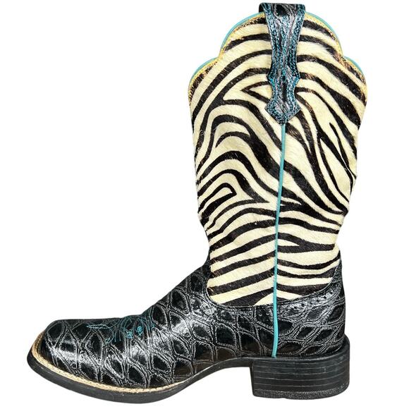 Ariat Women’s QuickDraw Black Zebra Western Cowgirl Boot Size US 6 - Picture 2 of 10